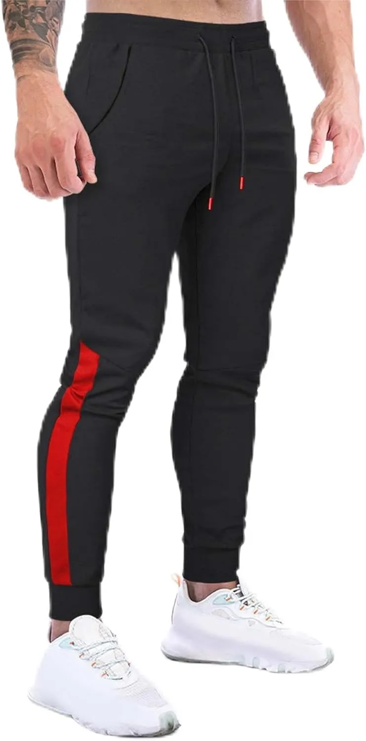 QWENTMTNTY Mens Fashion Joggers Pants Slim Fit Casual Elastic Waist Skinny Athletic Sweatpants Patchwork Workout Pants