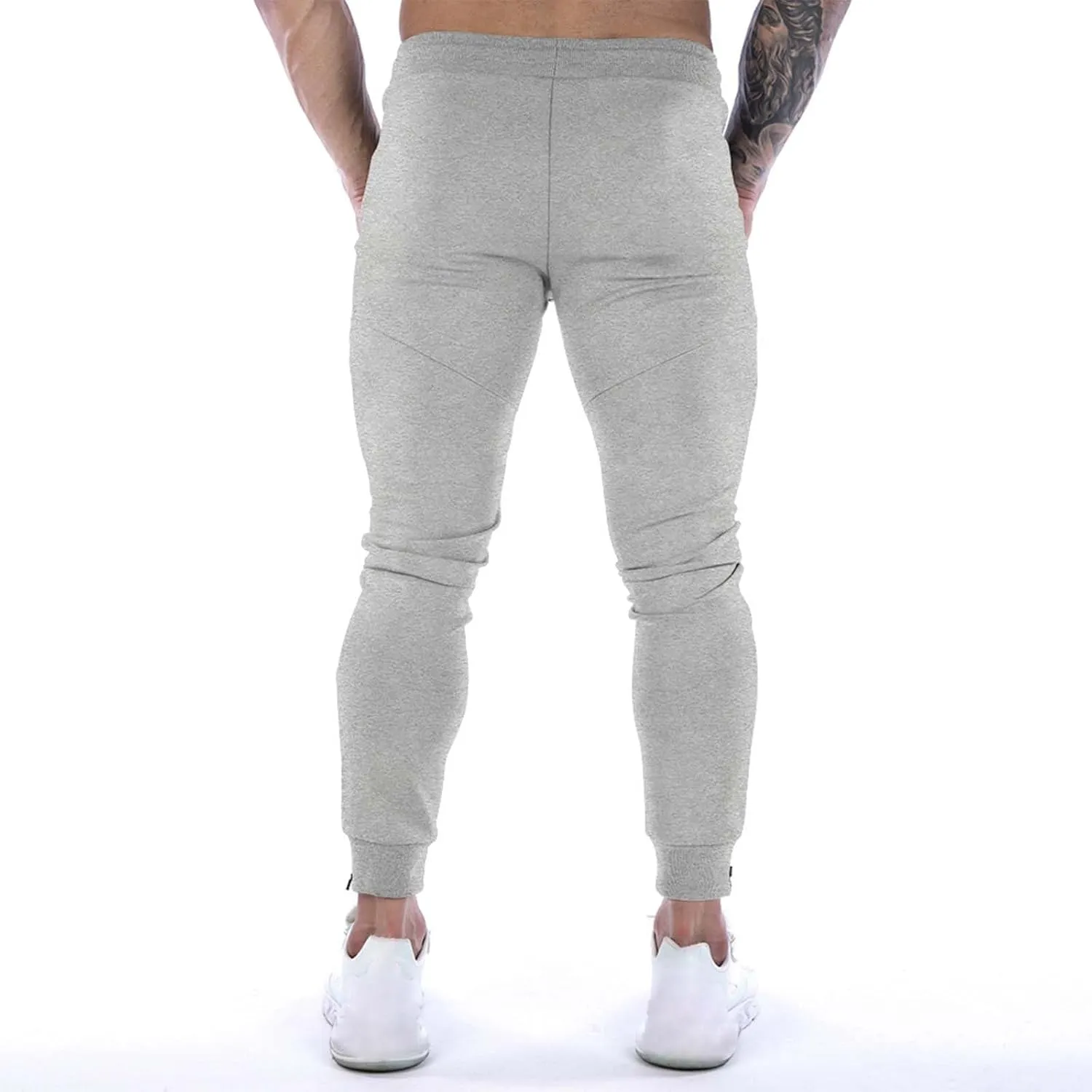 QWENTMTNTY Men's Slim Fit Joggers Sweatpants Casual Stretch Elastic Waist Pants Comfy Cotton Lightweight Gym Workout Pants