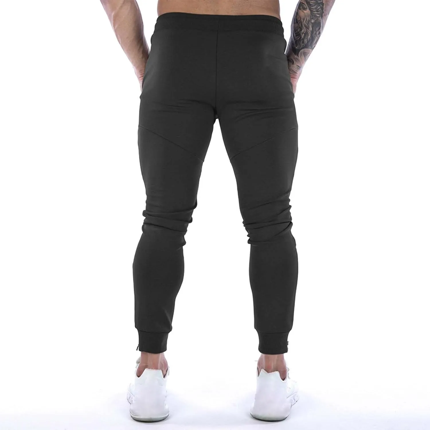 QWENTMTNTY Men's Slim Fit Joggers Sweatpants Casual Stretch Elastic Waist Pants Comfy Cotton Lightweight Gym Workout Pants