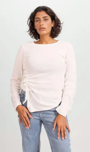R205491 -Wayvile Long Sleeve Basic Top - Cream