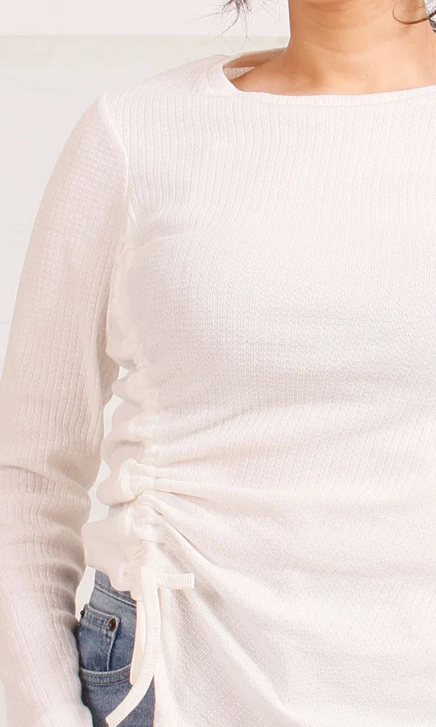 R205491 -Wayvile Long Sleeve Basic Top - Cream