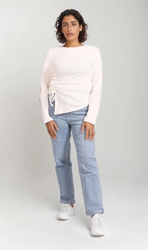 R205491 -Wayvile Long Sleeve Basic Top - Cream