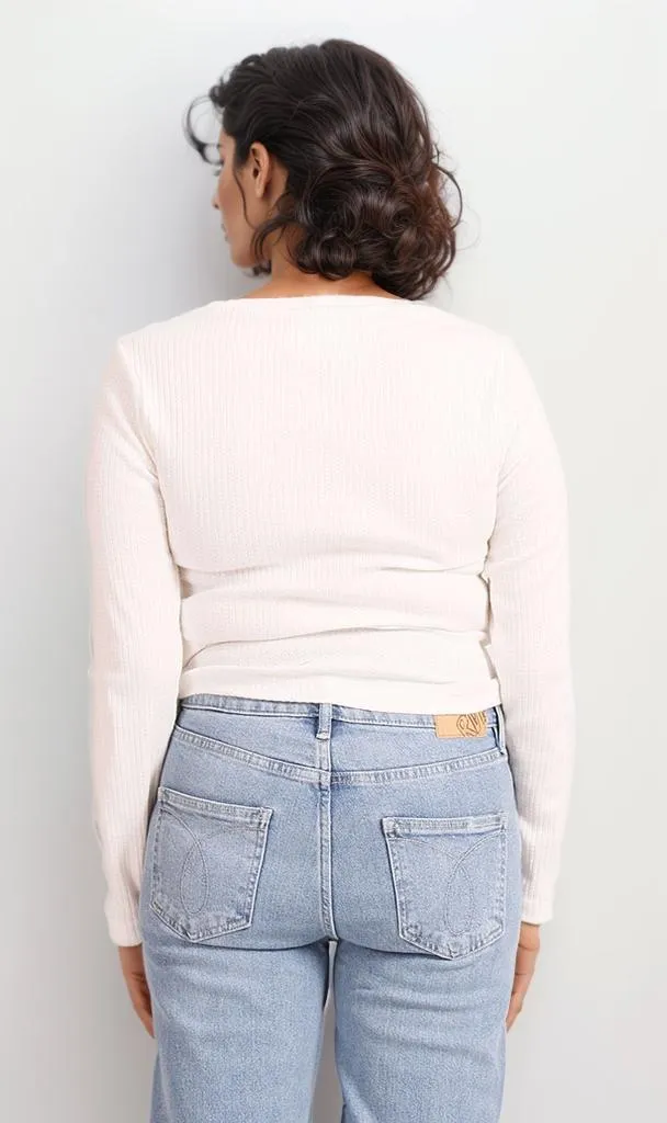 R205491 -Wayvile Long Sleeve Basic Top - Cream