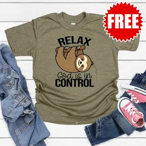 Relax God is in Control Youth Tee -0