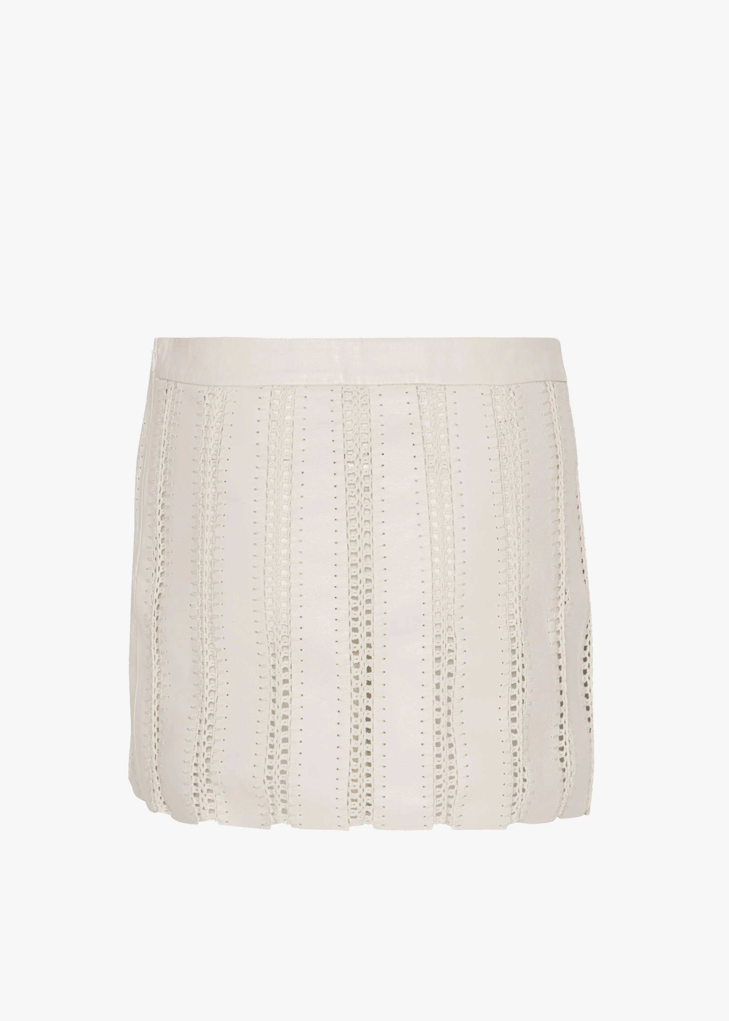 REMAIN Leather Crochet Mini Skirt - Egret