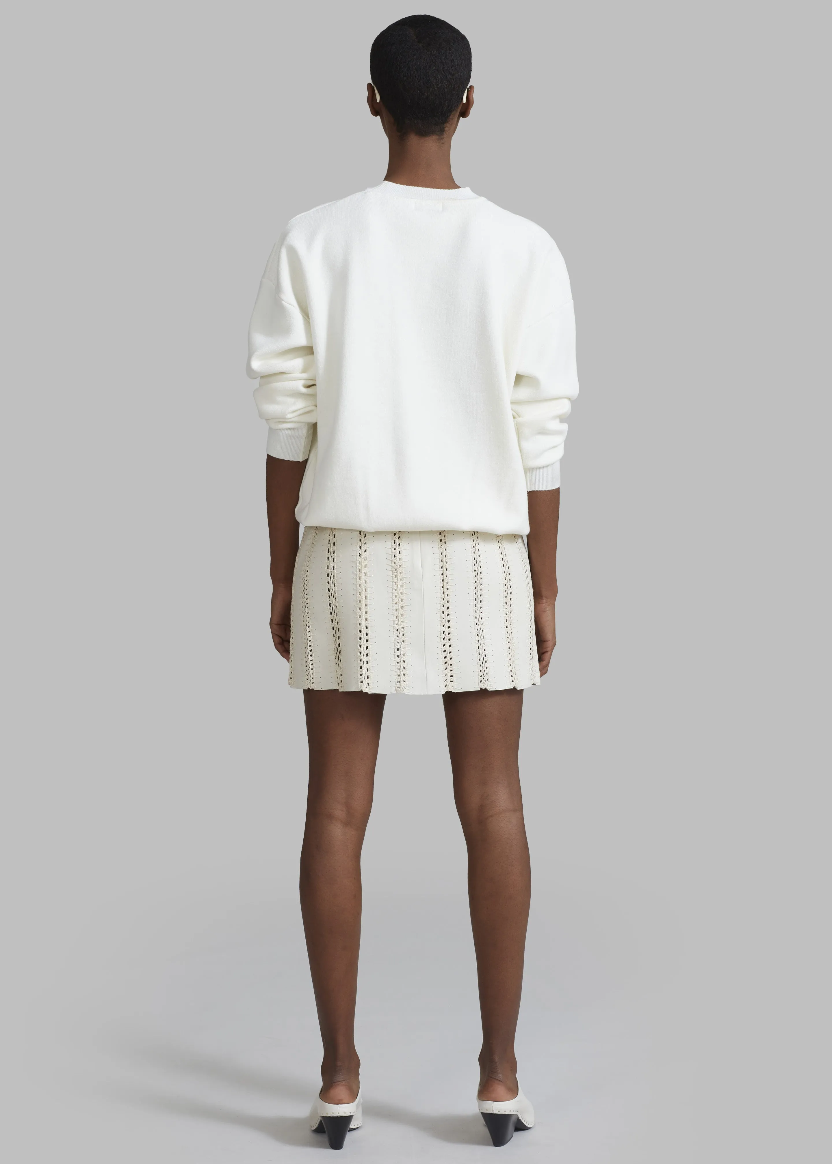 REMAIN Leather Crochet Mini Skirt - Egret