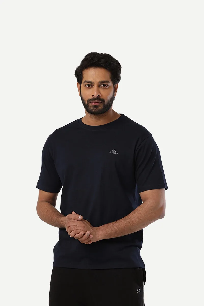 Round Neck - Charcoal Melange and Navy Blue Solid T-Shirt Pack Of 2 Combo For Men | Ariser