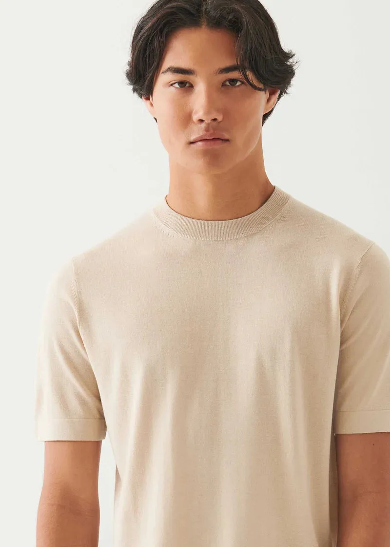 Silk Cashmere Blend Short Sleeve Crewneck - Sandstone