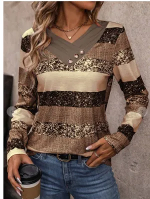 Simple and Stylish V-neck Long Sleeve