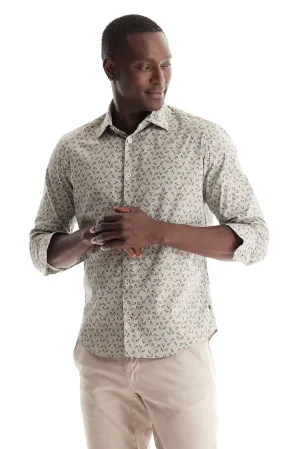 Soft Cloth Point Collar Shirt in Italian Woven Fabric - Navy Flower Dot