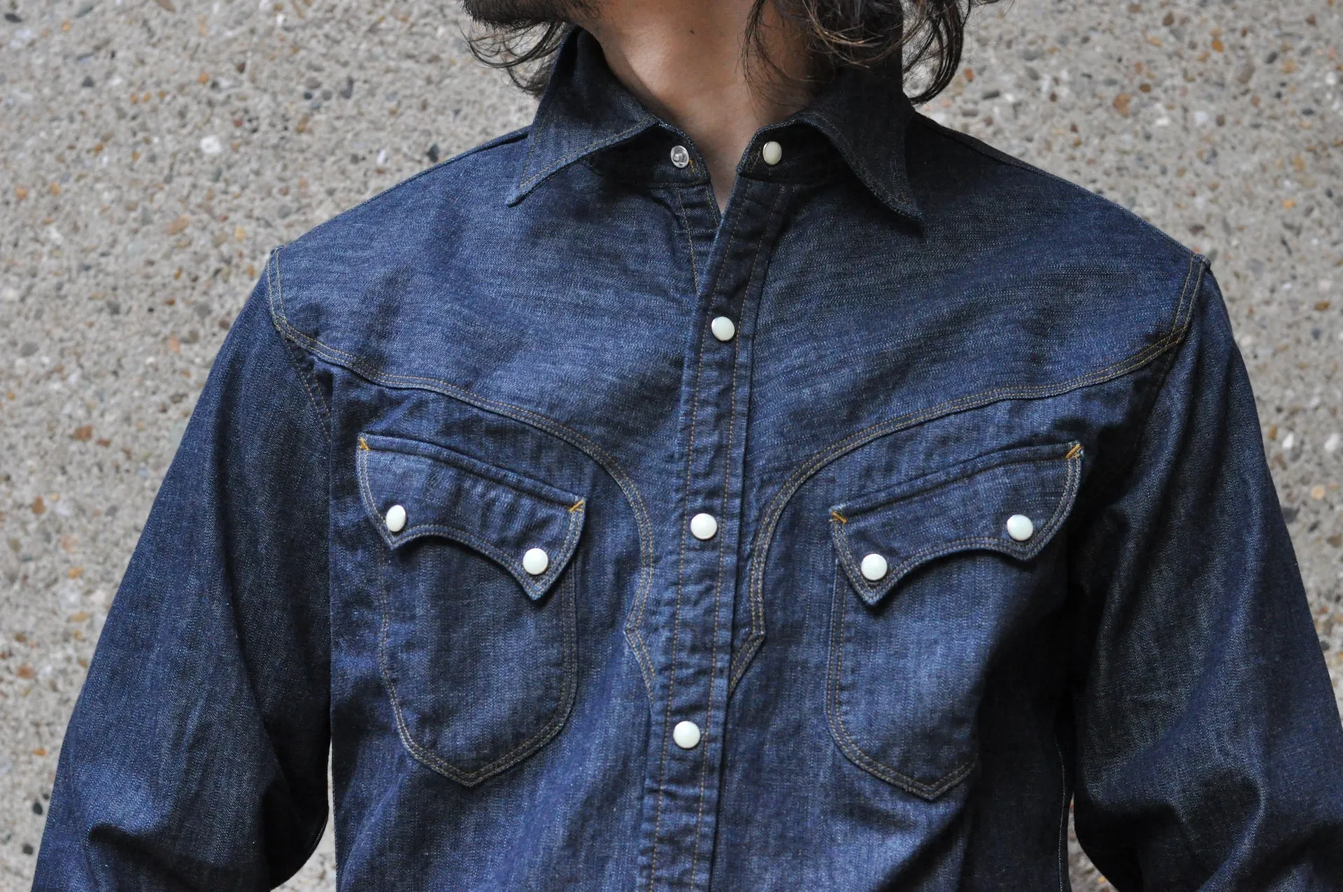 Stevenson Overall Co. 'Cody' 6.5oz Denim Western Shirt (Indigo)