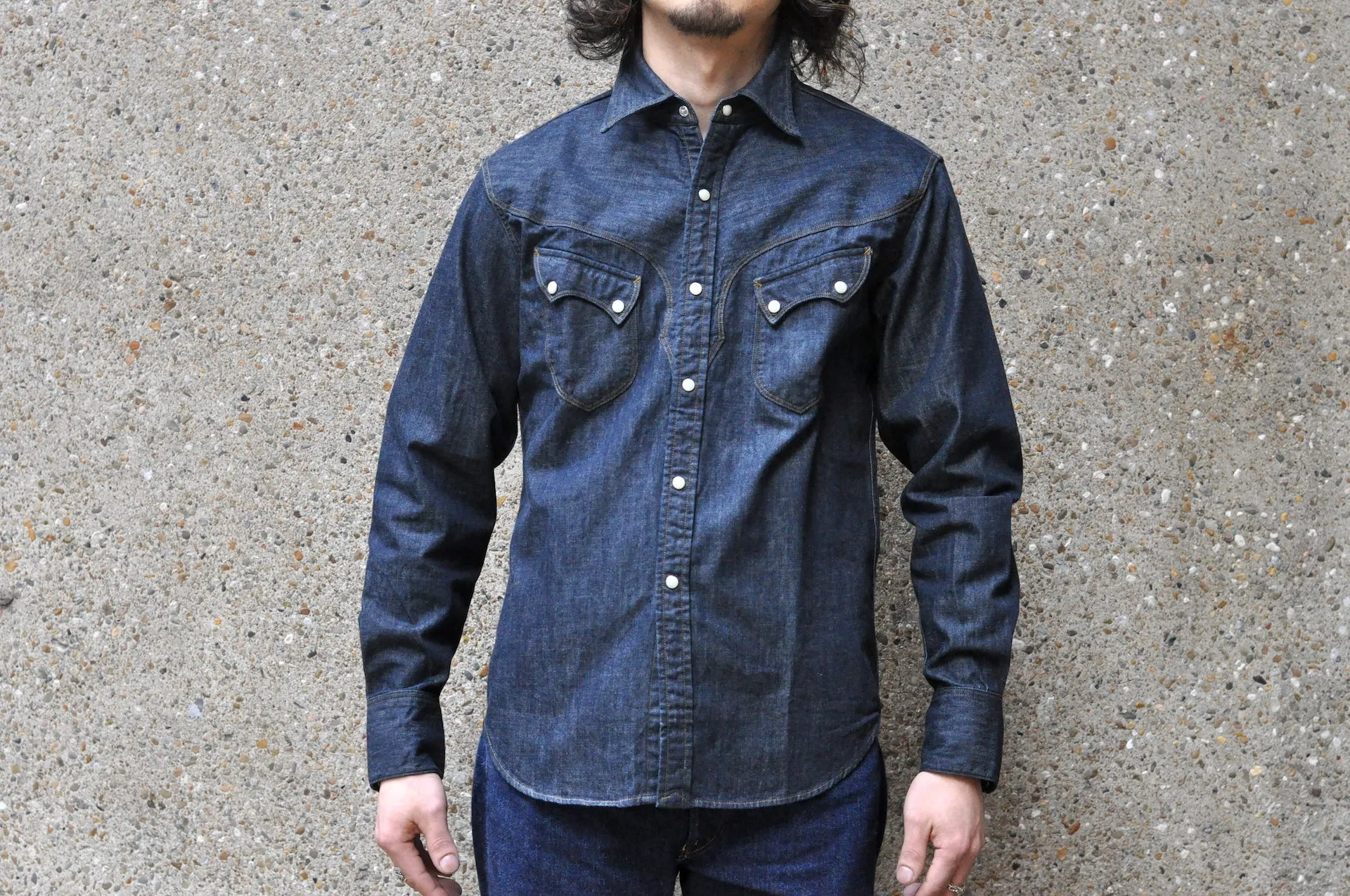 Stevenson Overall Co. 'Cody' 6.5oz Denim Western Shirt (Indigo)