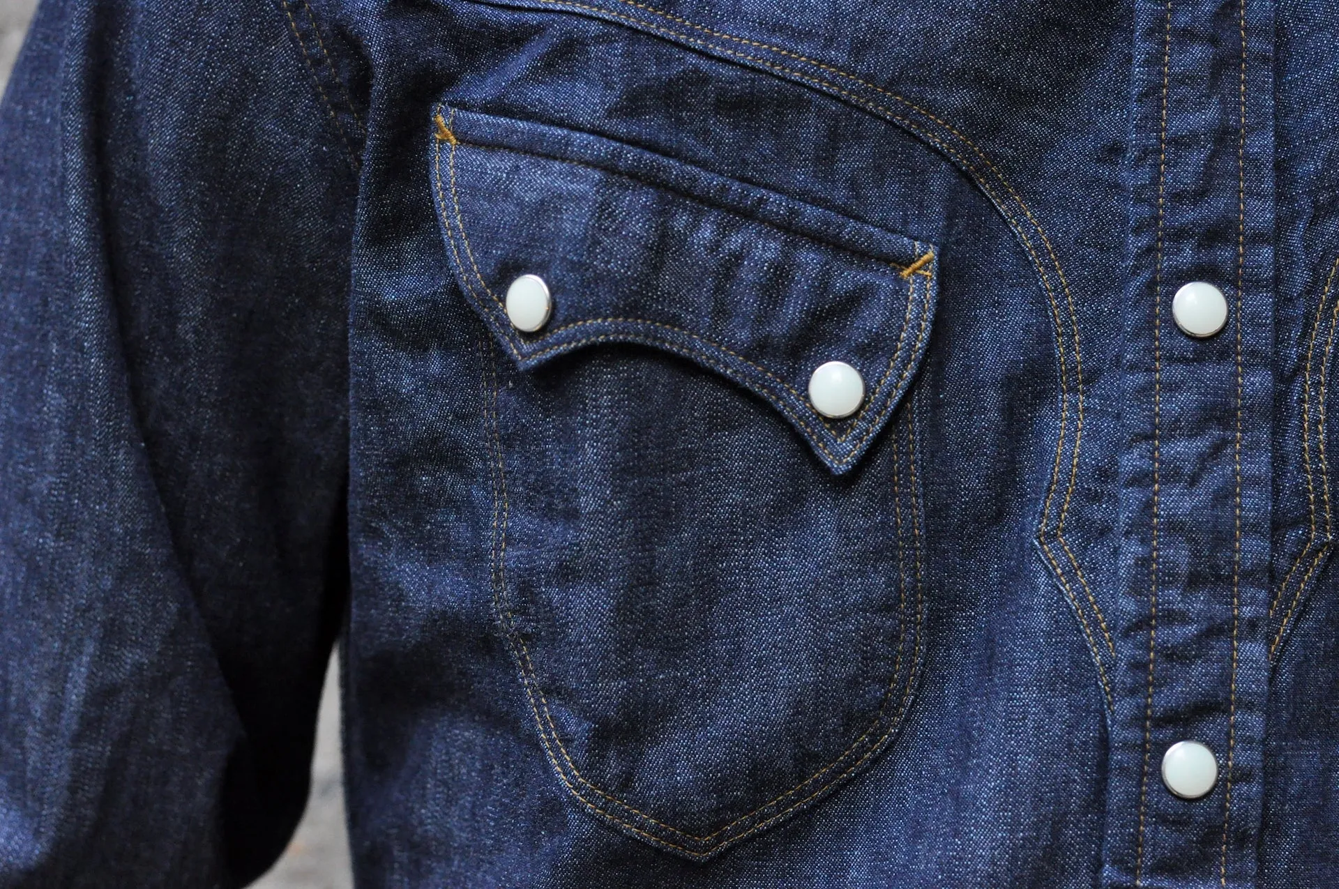 Stevenson Overall Co. 'Cody' 6.5oz Denim Western Shirt (Indigo)