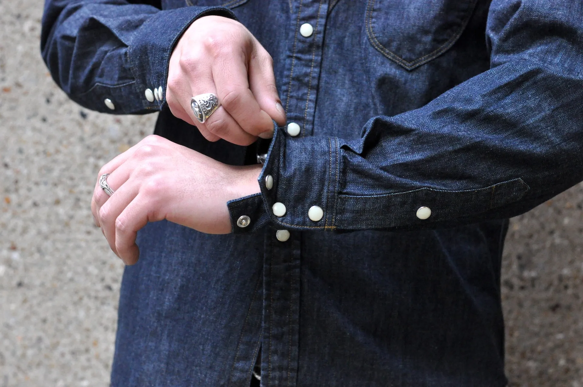 Stevenson Overall Co. 'Cody' 6.5oz Denim Western Shirt (Indigo)