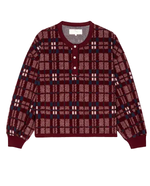 The Plush Fleece Henley Sleep Sweatshirt. -- Fireside Plaid