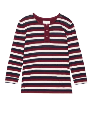 The Sleep Henley. -- Bordeaux Stripe