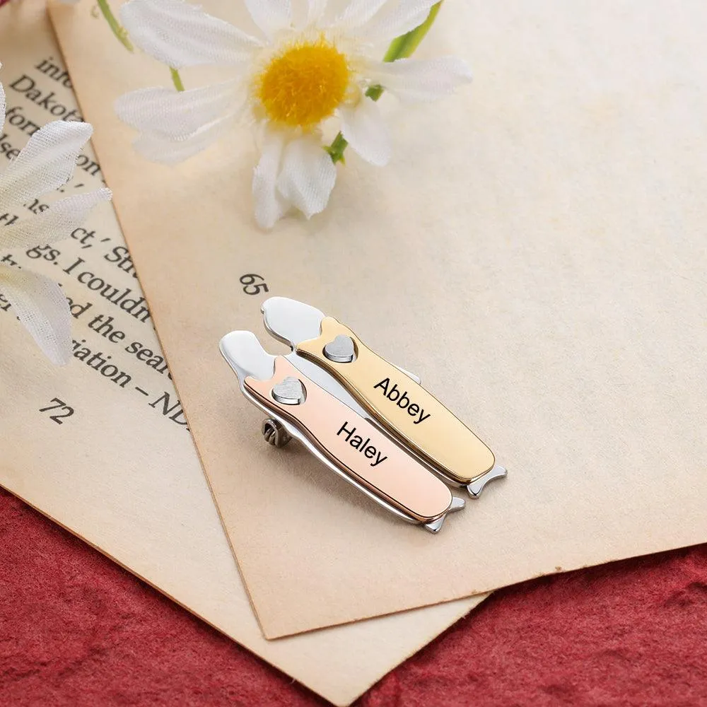 Twin Custom Engraved Pin- Casual Accessory for Women