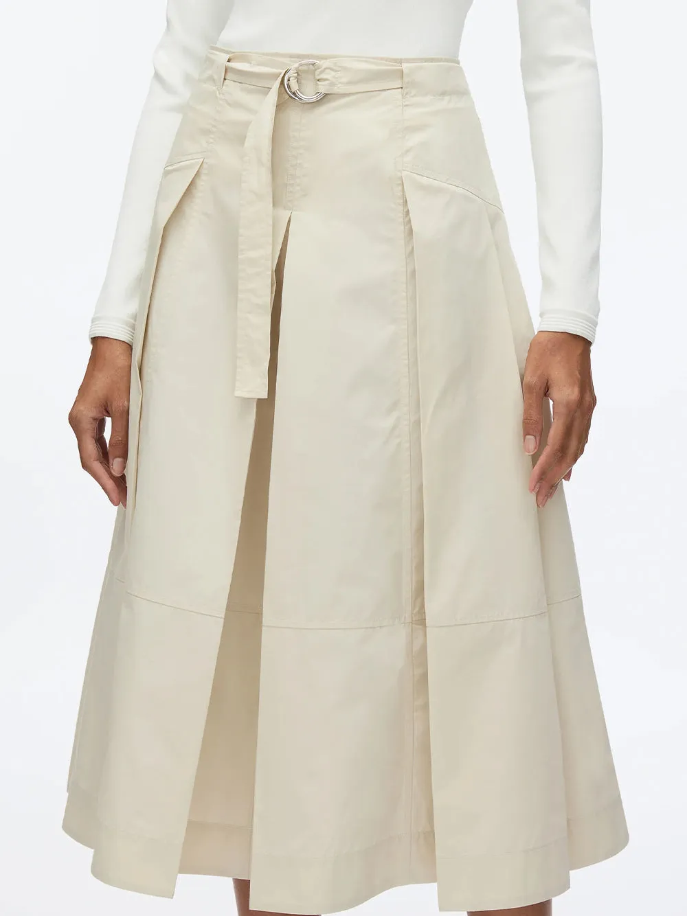 Utility Pleated Skirt With Belt (Stone)