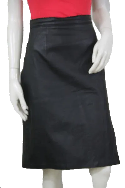 Venezia 80's Black Leather Skirt Size H-6 SKU 000104