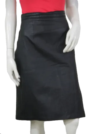 Venezia 80's Black Leather Skirt Size H-6 SKU 000104