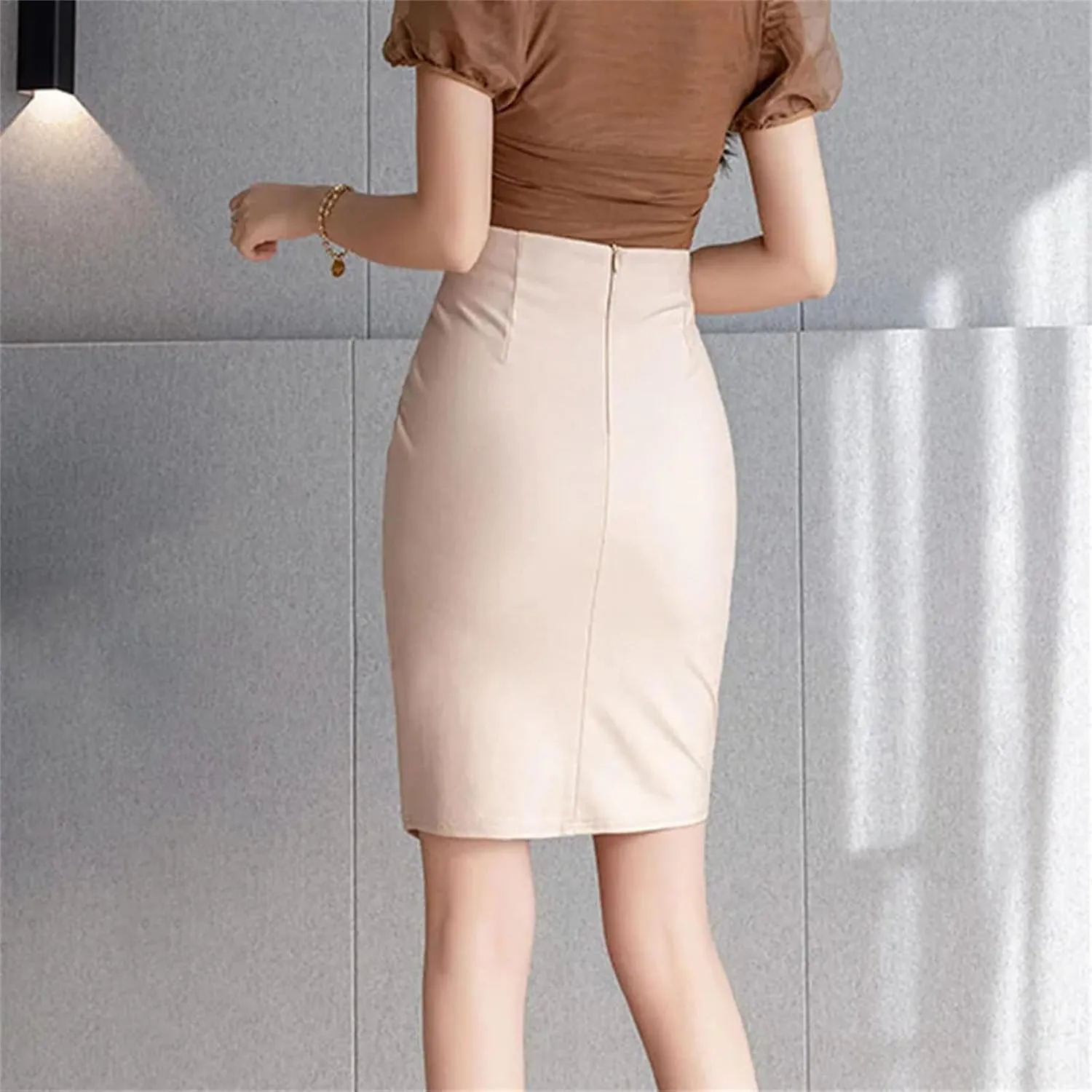 Women's High Waist Pencil Skirt  Slim Fit Elastic Sexy Bodycon Midi Skirt for Office Work Business
