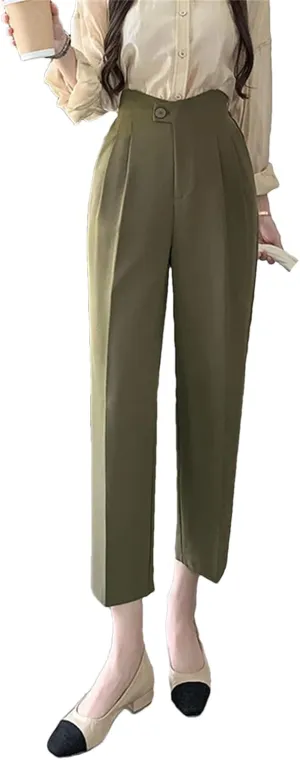 Women's Pants Autumn Harem Pants High Waist Straight Casual Office Lady Ankle Length Trousers