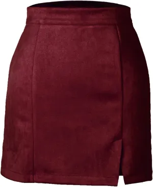 Women's Slit Zipper Slim Fit Mini Skirts Sexy High Waist Solid Office Business Work Skirt Casual A Line Short Skirt