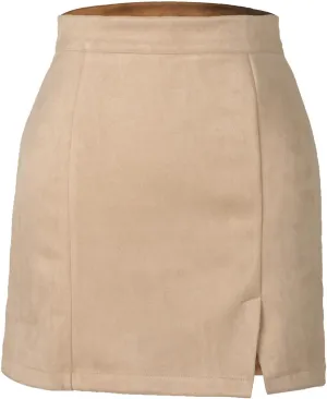 Women's Slit Zipper Slim Fit Mini Skirts Sexy High Waist Solid Office Business Work Skirt Casual A Line Short Skirt