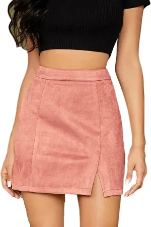 Women's Slit Zipper Slim Fit Mini Skirts Sexy High Waist Solid Office Business Work Skirt Casual A Line Short Skirt