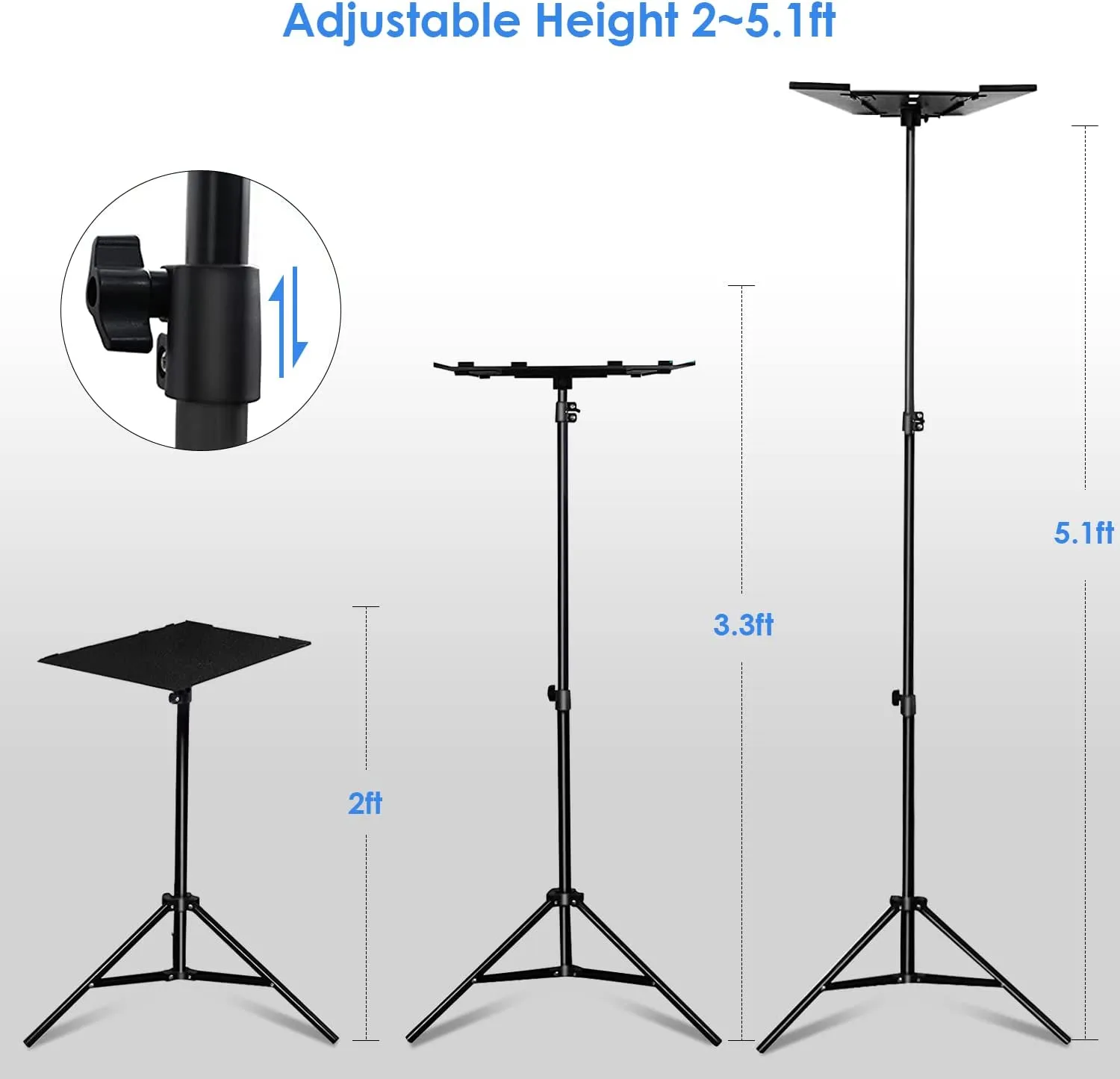 YOWHICK Projector Tripod Stand for 23" to 61", Foldable Laptop Tripod, Multifunctional DJ Racks/Projector Stand